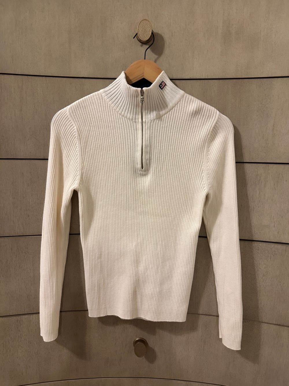 Vintage Polo by Ralph Lauren Cream Ribbed Half-Zip Sweater